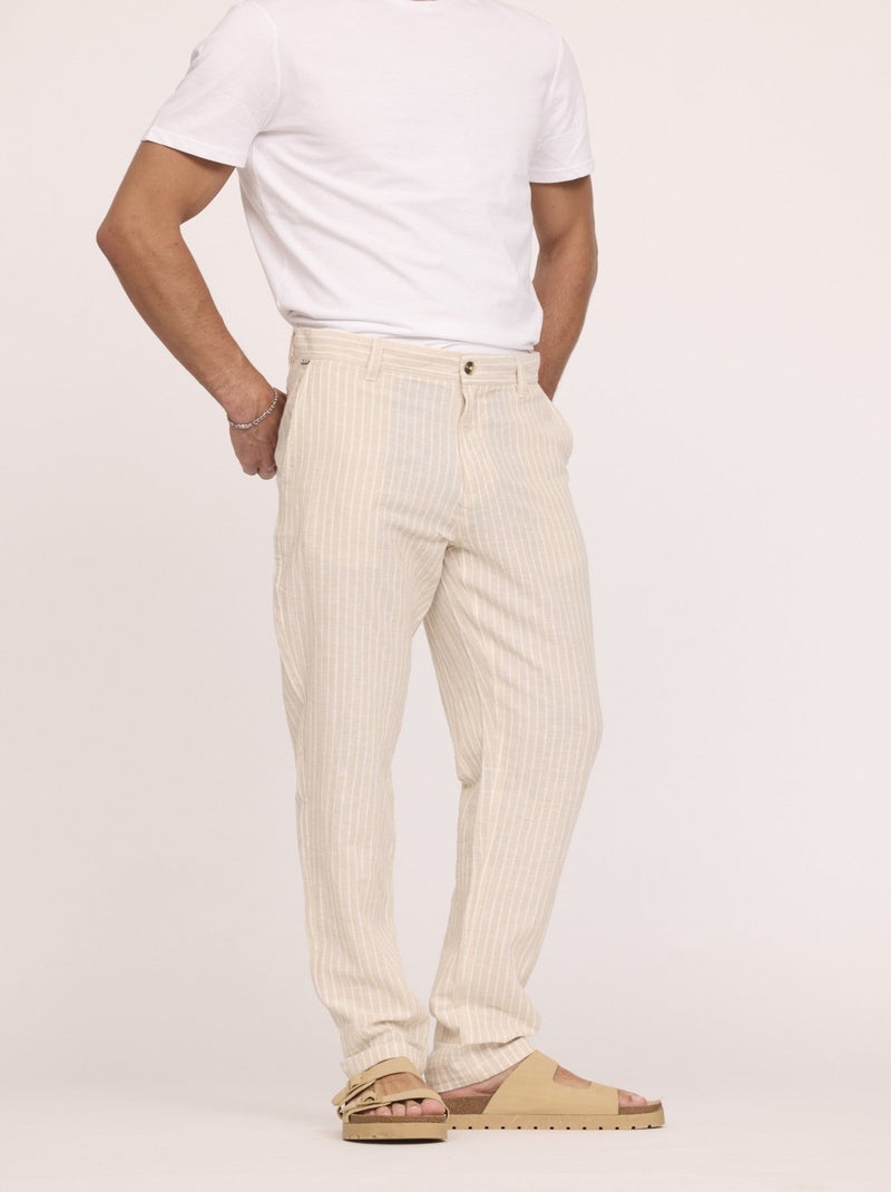 Lee Cooper - Pantalon GLANCE Mastic stripes Noir Vert - Kiabi