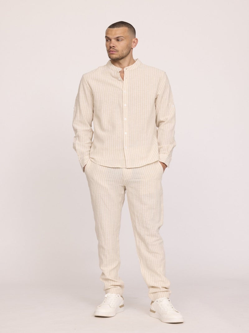 Lee Cooper - Pantalon GLANCE Mastic stripes Noir Vert - Kiabi