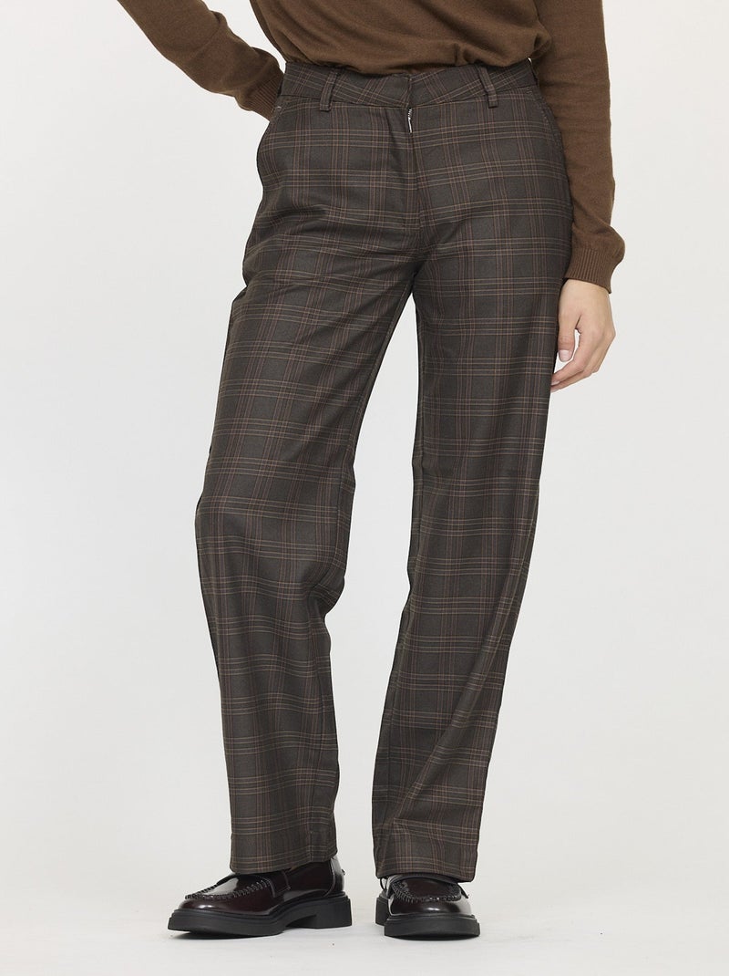 Lee Cooper - Pantalon JANIS check Dark brown Marron - Kiabi
