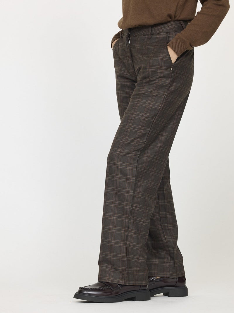 Lee Cooper - Pantalon JANIS check Dark brown Marron - Kiabi