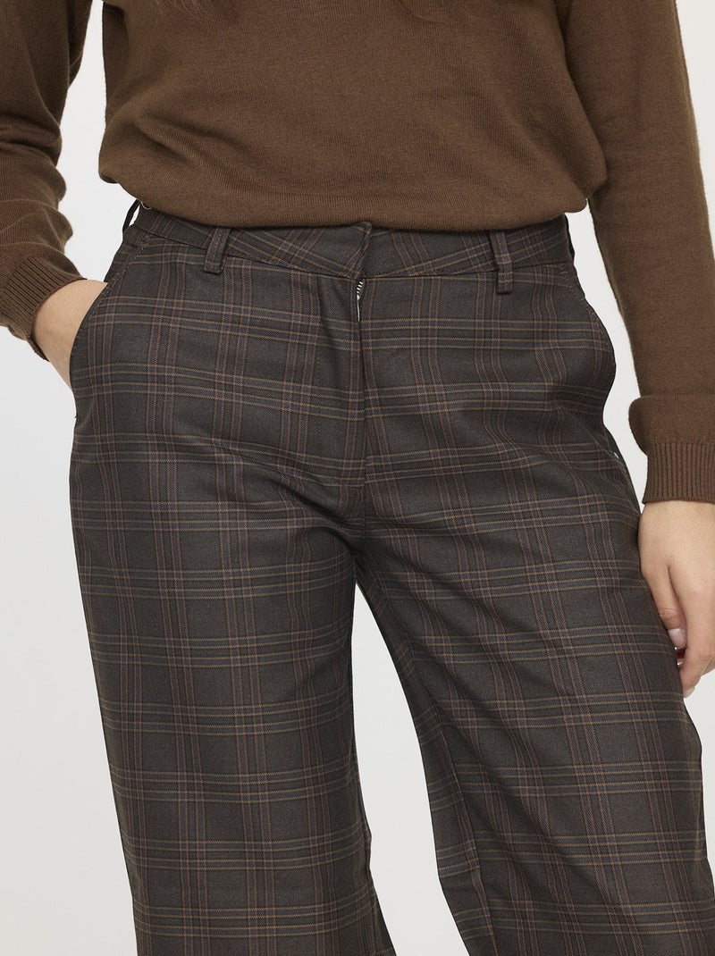 Lee Cooper - Pantalon JANIS check Dark brown Marron - Kiabi