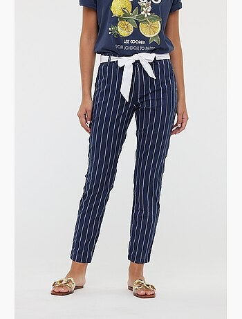 Lee Cooper - Pantalons JEMILA CR Navy / white