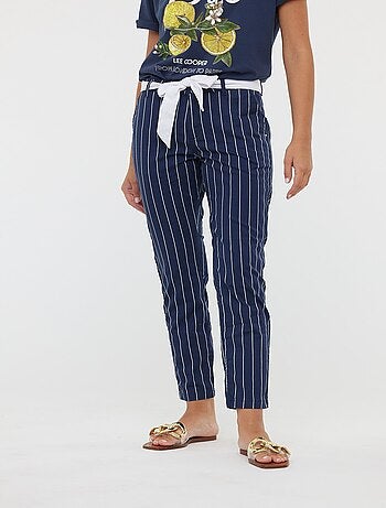 Lee Cooper - Pantalons JEMILA CR Navy / white