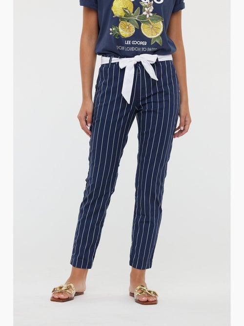Lee Cooper - Pantalons JEMILA CR Navy / white - Kiabi