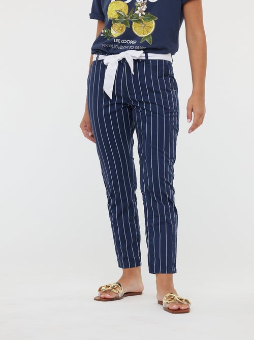 Lee Cooper - Pantalons JEMILA CR Navy / white - Kiabi