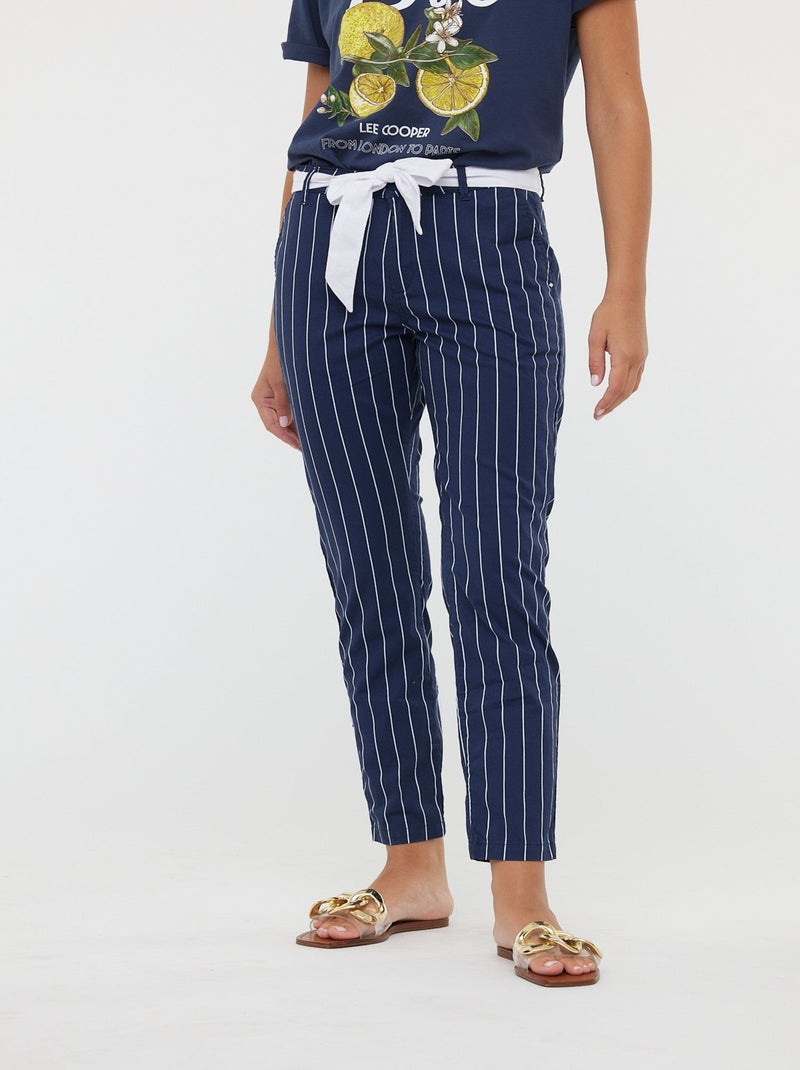 Lee Cooper - Pantalons JEMILA CR Navy / white Blanc - Kiabi