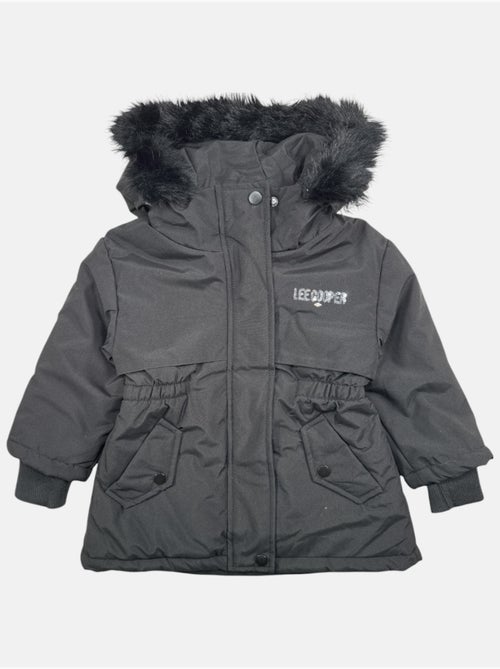 Lee cooper - parka à capuche bordée de fausse fourrure, coupe décontractée et fermeture zippée - Kiabi