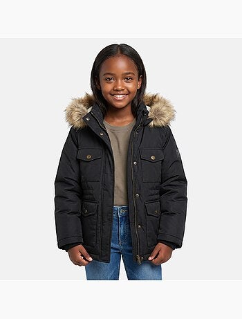 Lee cooper - parka à capuche bordée de fausse fourrure, coupe droite et fermeture zippée