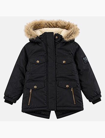 Lee cooper - parka zippée à capuche bordée de fausse fourrure