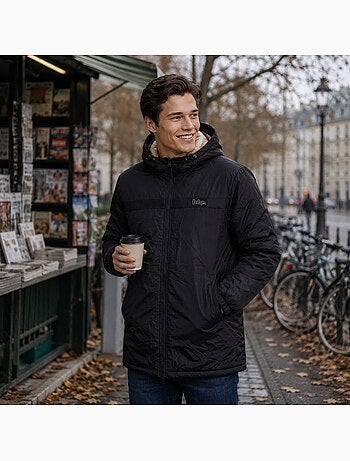 Lee cooper - parka zippée à capuche bordée de fausse fourrure