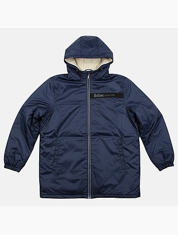 Lee cooper - parka zippée à capuche, coupe mi-longue et poches latérales