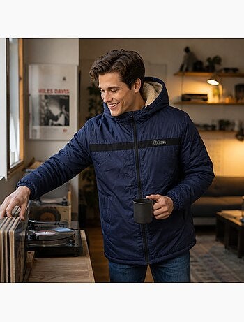 Lee cooper - parka zippée à capuche, poches zippées et capuche bordée de fausse fourrure