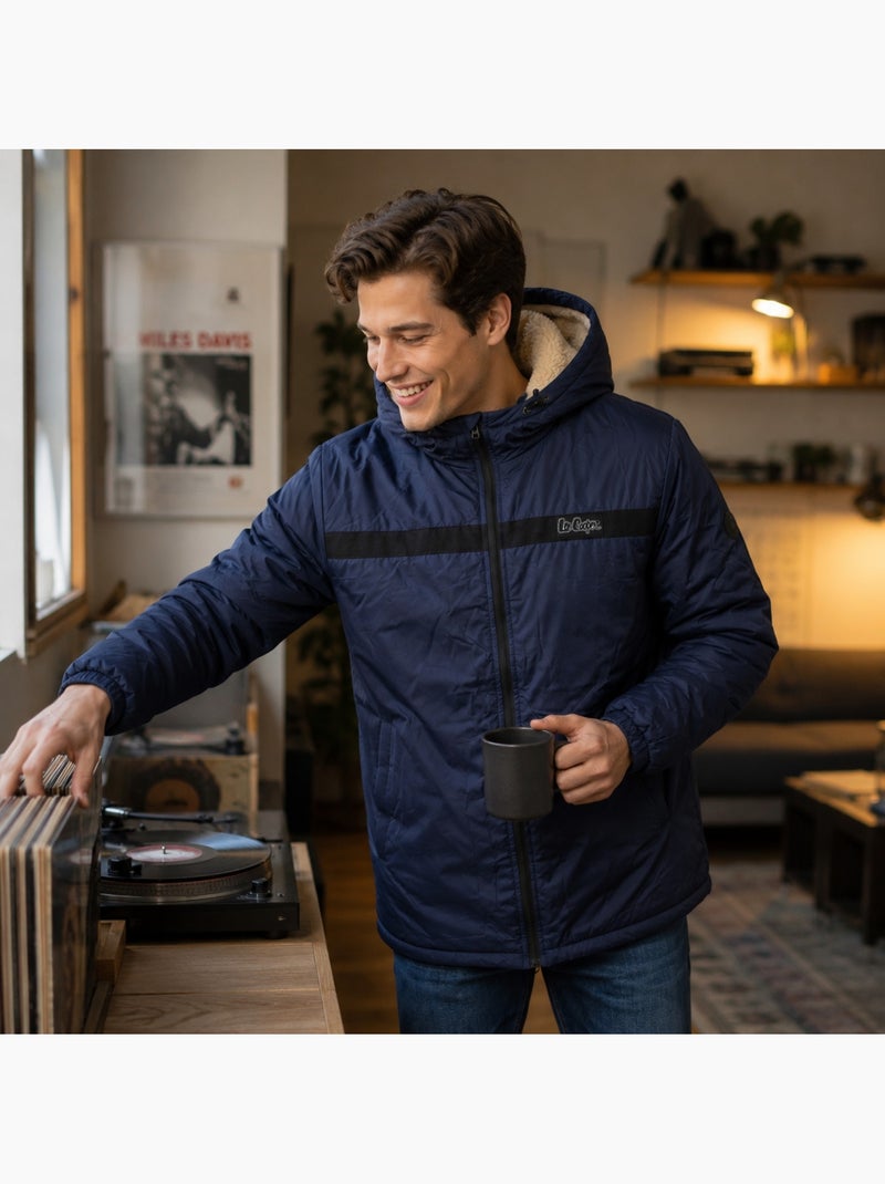 Lee cooper - parka zippée à capuche, poches zippées et capuche bordée de fausse fourrure Bleu marine - Kiabi