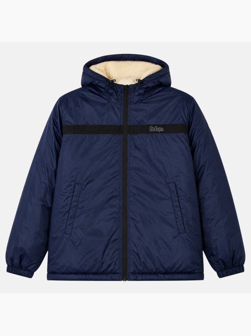 Lee cooper - parka zippée à capuche, poches zippées et capuche bordée de fausse fourrure Bleu marine - Kiabi