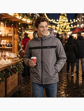 Lee cooper - parka zippée à capuche, poches zippées et capuche bordée de fausse fourrure