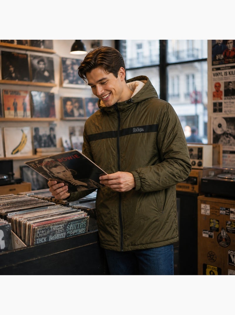 Lee cooper - parka zippée à capuche, poches zippées et capuche bordée de fausse fourrure Kaki - Kiabi