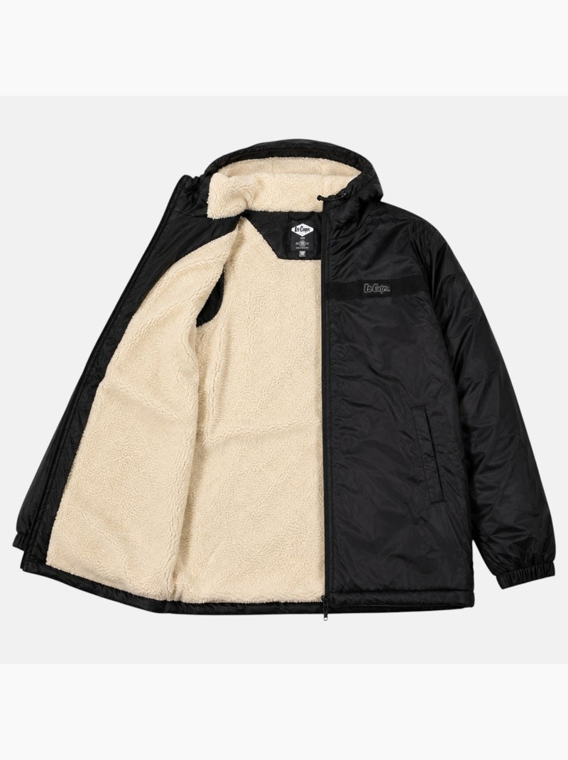 Lee cooper - parka zippée à capuche, poches zippées et capuche fourrée de fausse fourrure Noir - Kiabi