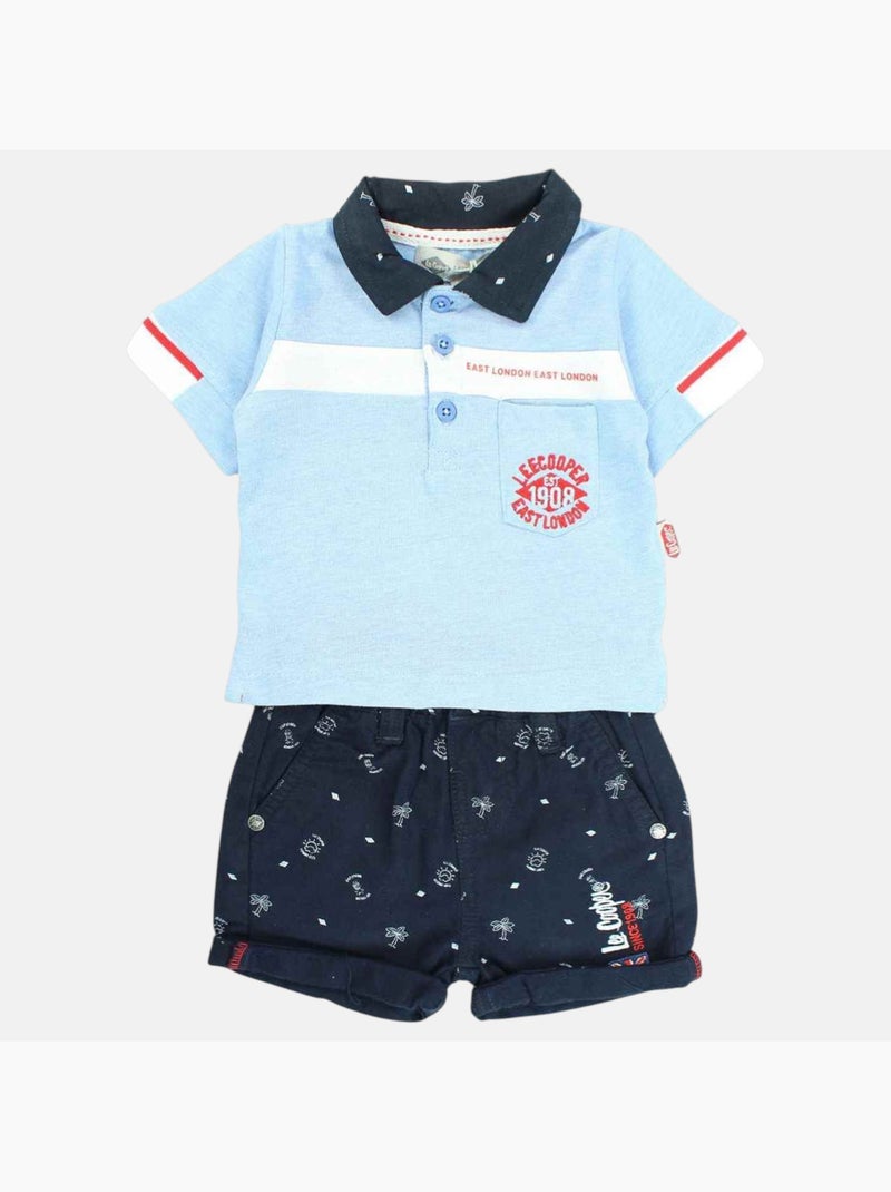 Lee Cooper - Polo avec son short à motifs assorti Bleu - Kiabi