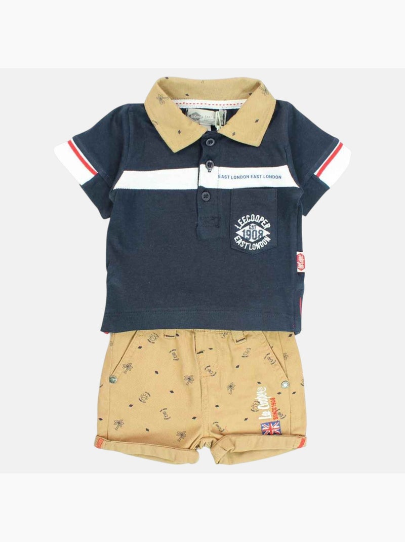 Lee Cooper - Polo avec son short à motifs assorti Bleu marine - Kiabi