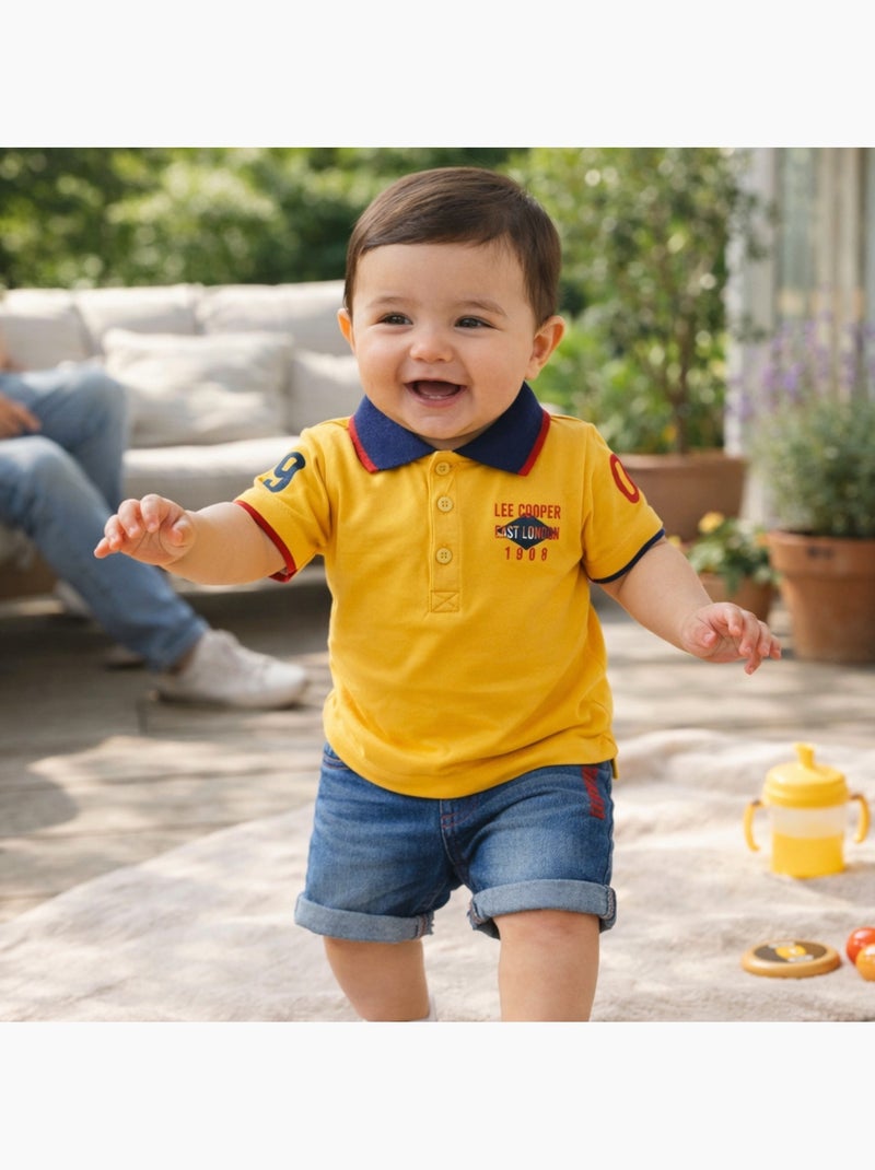 Lee Cooper - Polo avec son short à motifs assorti Jaune - Kiabi