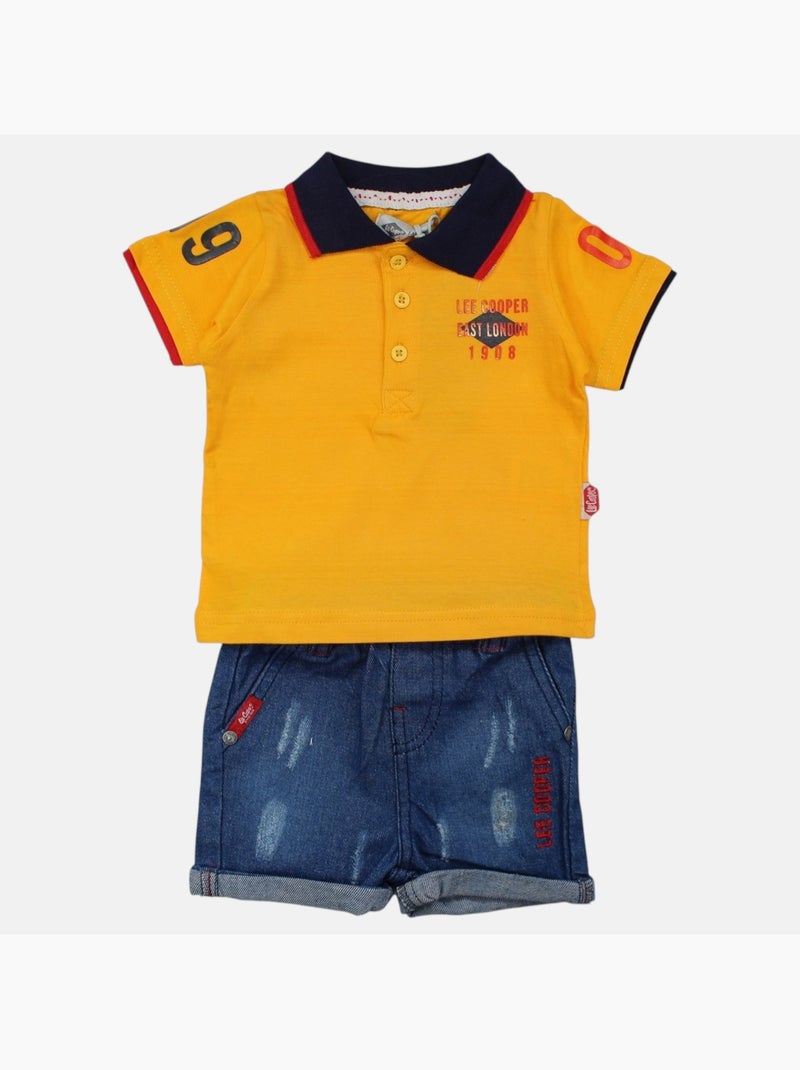 Lee Cooper - Polo avec son short à motifs assorti Jaune - Kiabi