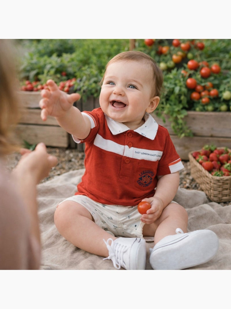 Lee Cooper - Polo avec son short à motifs assorti Rouge - Kiabi