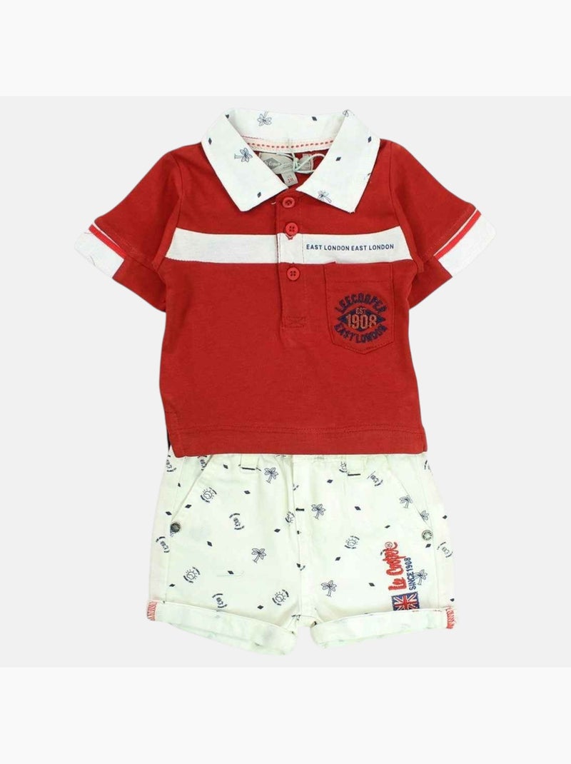 Lee Cooper - Polo avec son short à motifs assorti Rouge - Kiabi