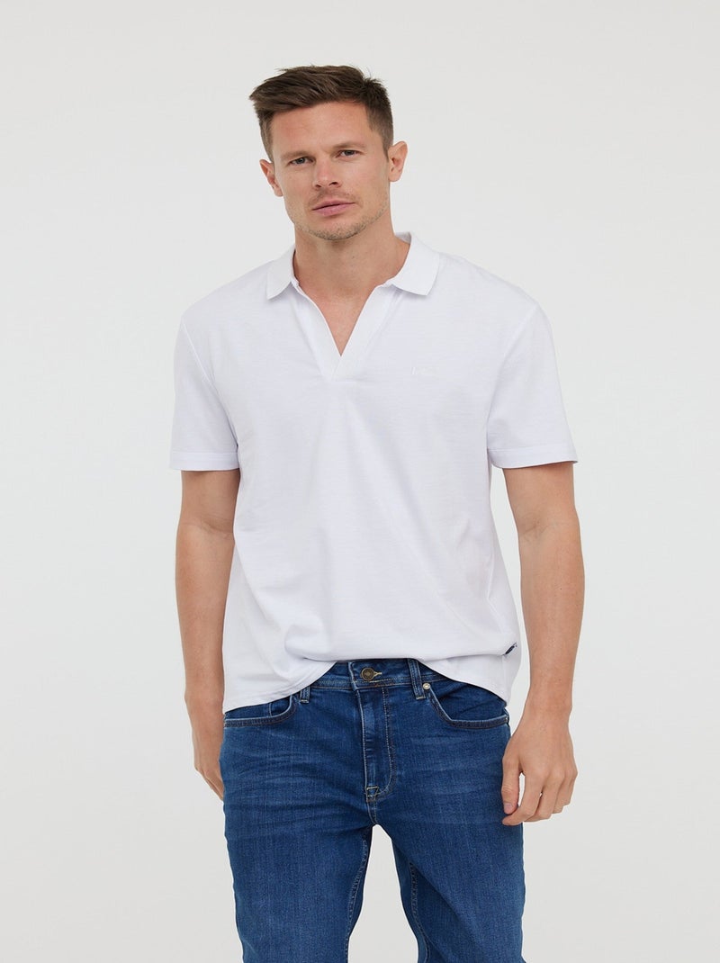 Lee Cooper - Polo BAYO MC Optic white Blanc - Kiabi