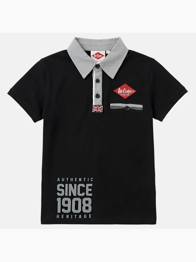 Lee Cooper - Polo garçon manches courtes Noir - Kiabi