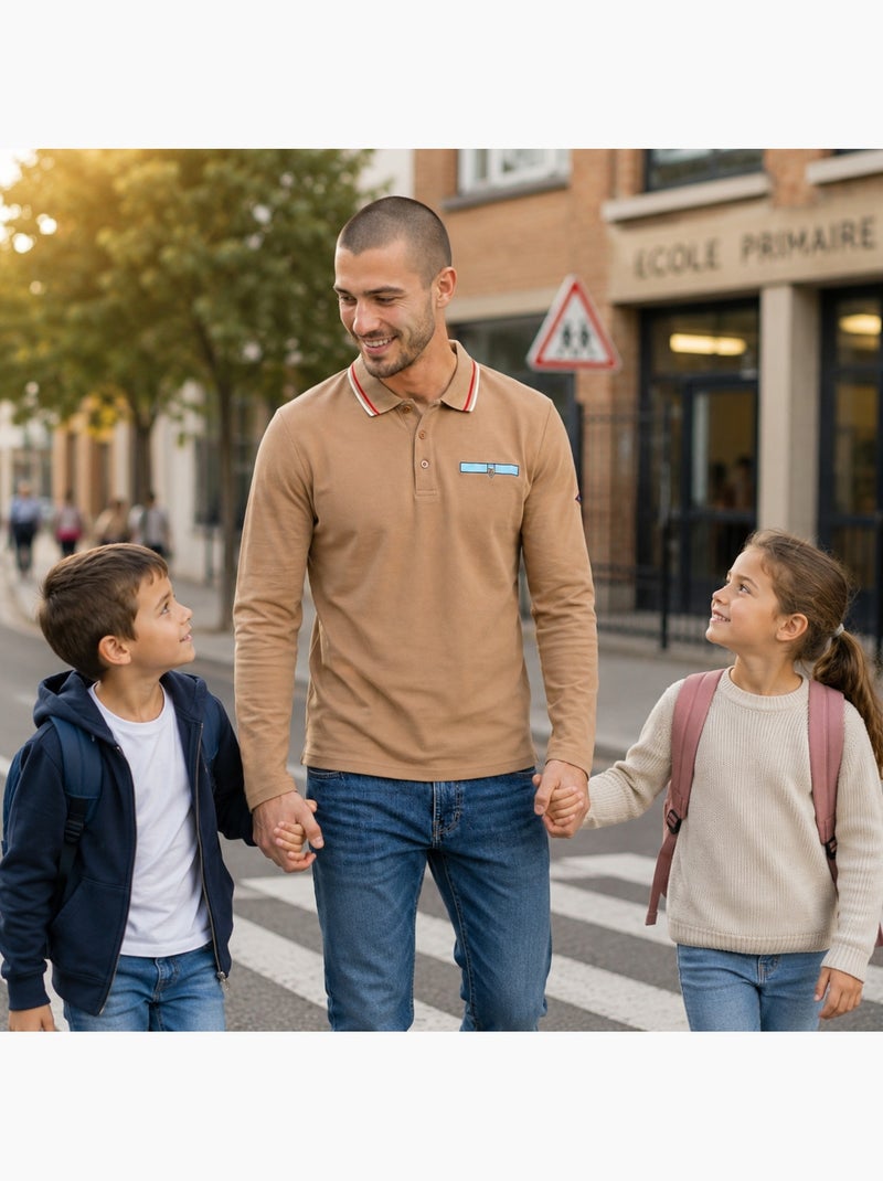 Lee cooper - polo homme à manches longues Beige - Kiabi