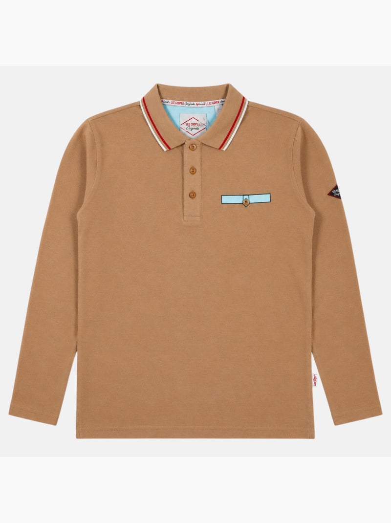 Lee cooper - polo homme à manches longues Beige - Kiabi