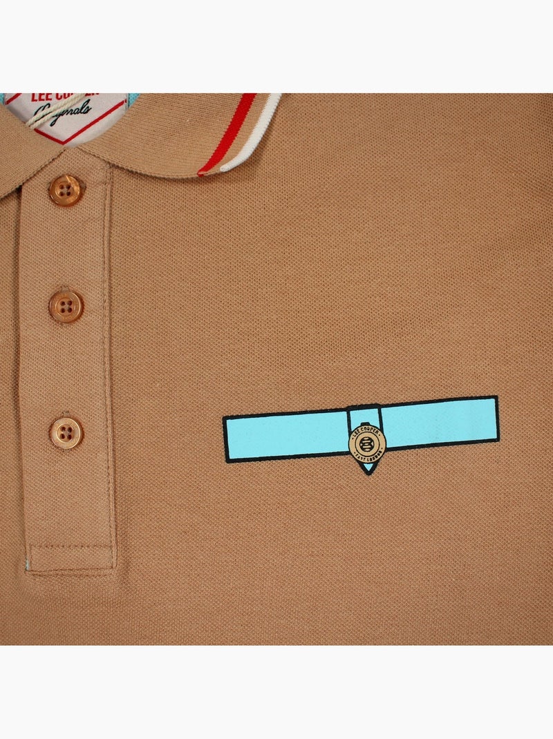 Lee cooper - polo homme à manches longues Beige - Kiabi
