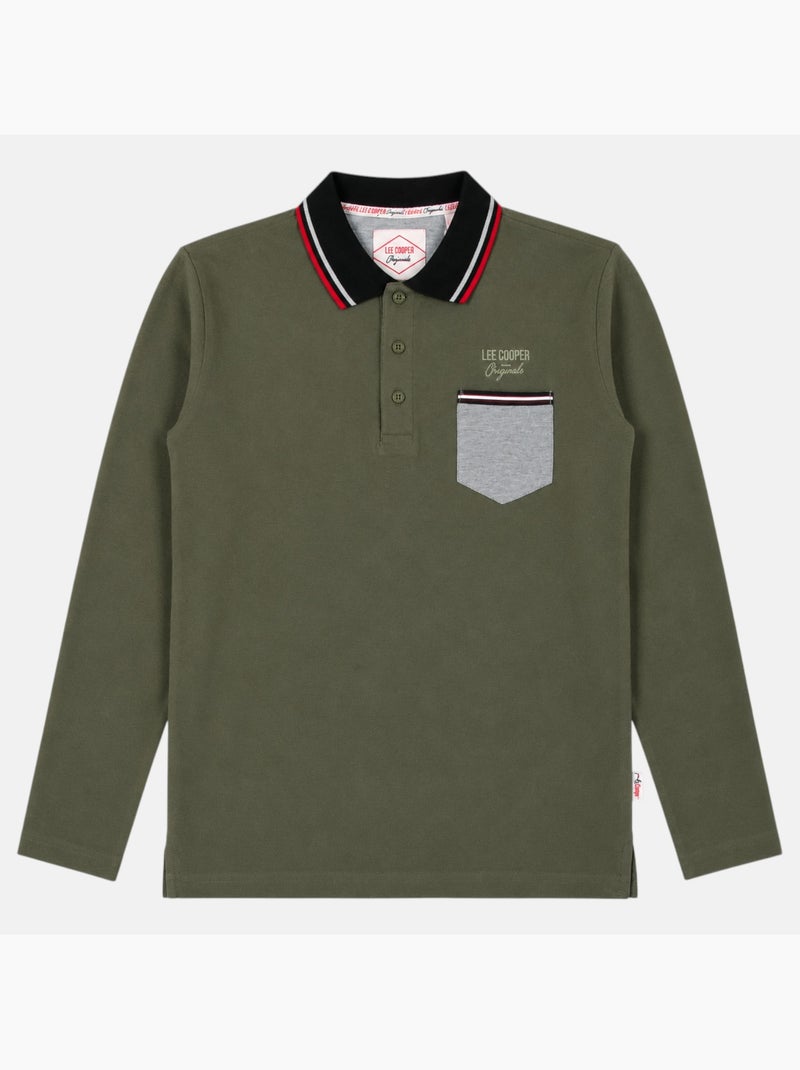 Lee cooper - polo homme à manches longues Kaki - Kiabi
