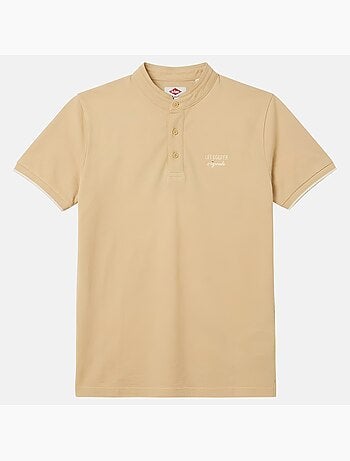 Lee Cooper - Polo homme beige manches courtes col officier
