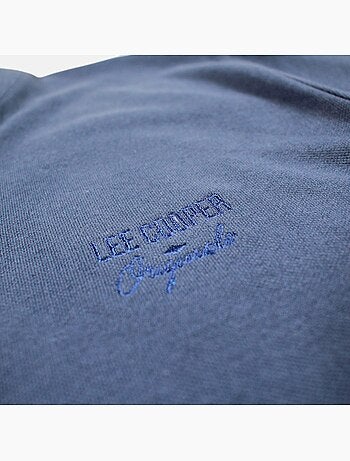 Lee Cooper - Polo homme bleu manches courtes col officier