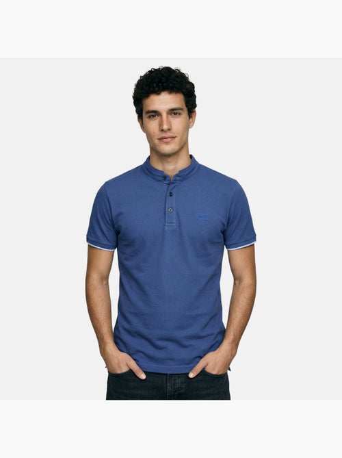 Lee Cooper - Polo homme bleu manches courtes col officier - Kiabi
