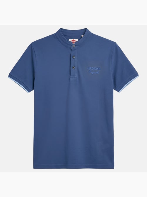 Lee Cooper - Polo homme bleu manches courtes col officier - Kiabi