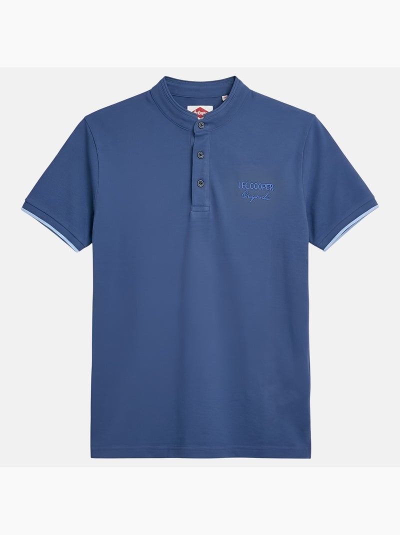 Lee Cooper - Polo homme bleu manches courtes col officier Bleu - Kiabi