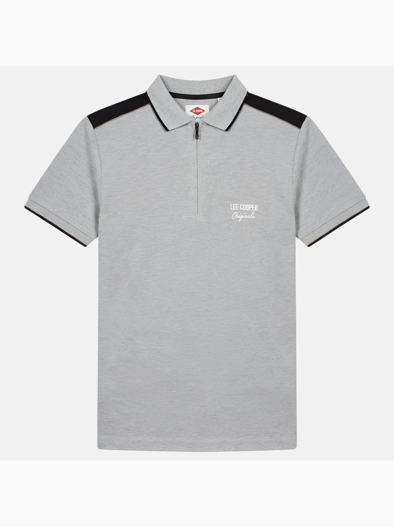 Lee Cooper - Polo homme manches courtes col zippé Gris - Kiabi