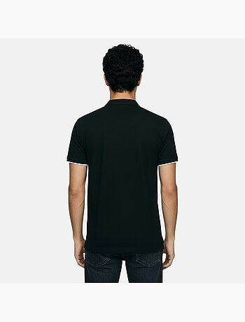 Lee Cooper - Polo homme noir manches courtes col officier