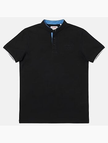 Lee Cooper - Polo homme noir manches courtes col officier