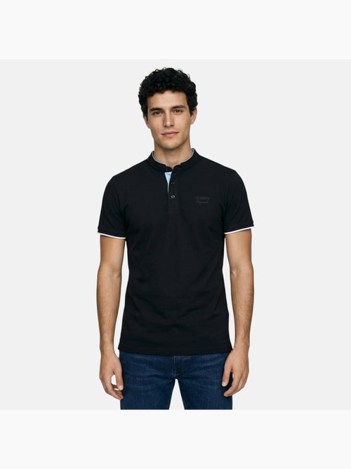 Lee Cooper - Polo homme noir manches courtes col officier - Kiabi