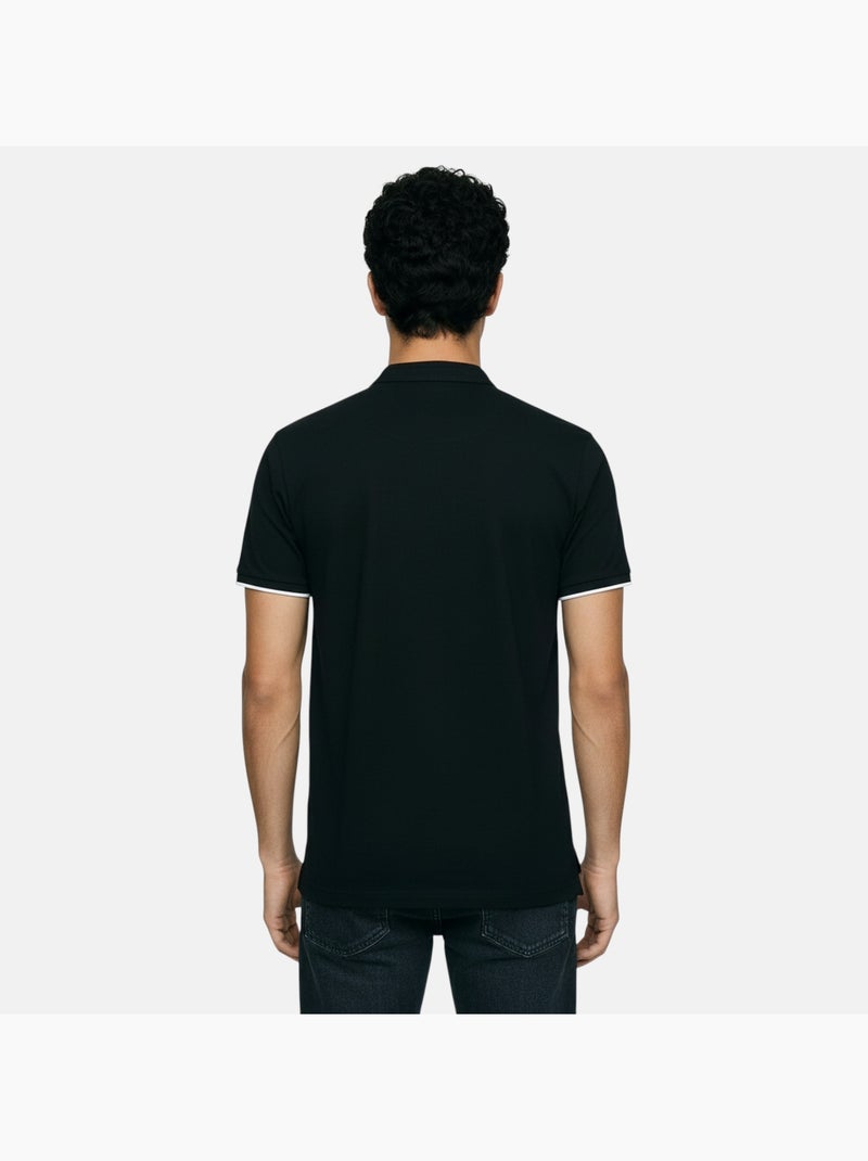 Lee Cooper - Polo homme noir manches courtes col officier Noir - Kiabi