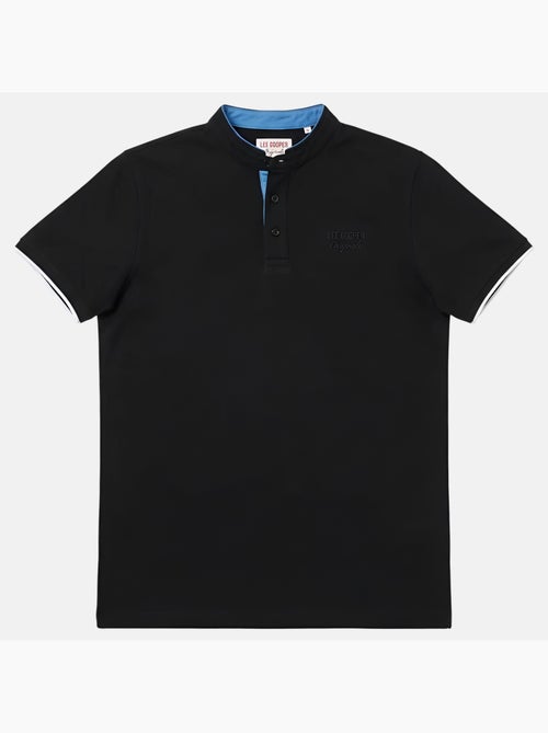 Lee Cooper - Polo homme noir manches courtes col officier - Kiabi