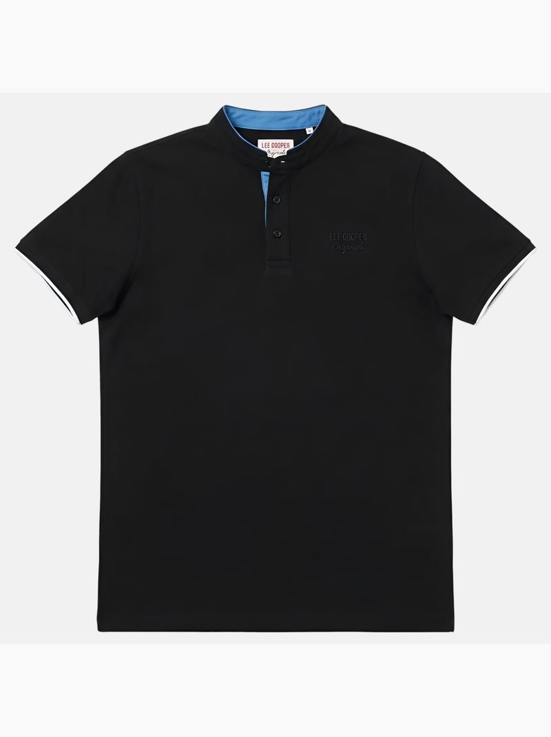 Lee Cooper - Polo homme noir manches courtes col officier Noir - Kiabi