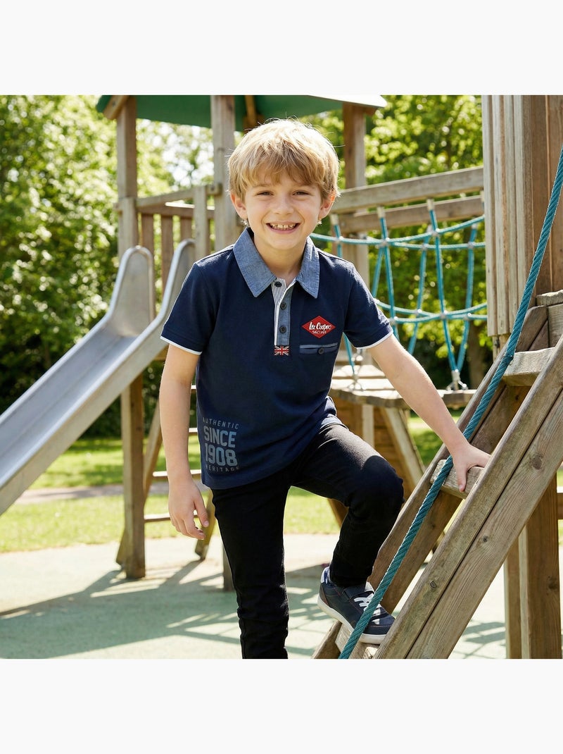 Lee cooper - polo manches courtes, col polo et patte boutonnée Bleu marine - Kiabi