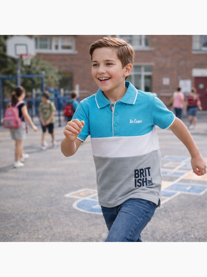 Lee Cooper - Polo manches courtes garçon imprimé Bleu - Kiabi