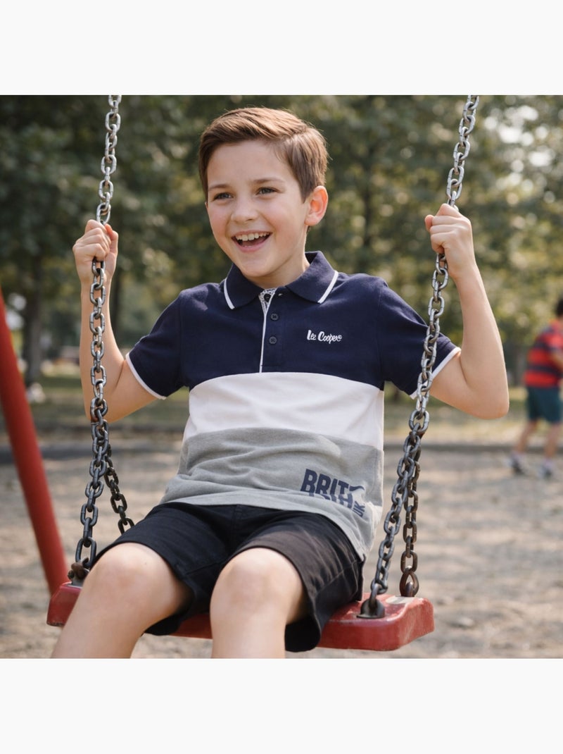 Lee Cooper - Polo manches courtes garçon imprimé Bleu marine - Kiabi