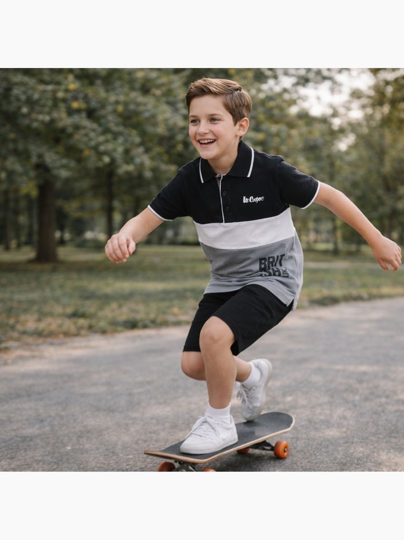 Lee Cooper - Polo manches courtes garçon imprimé Noir - Kiabi