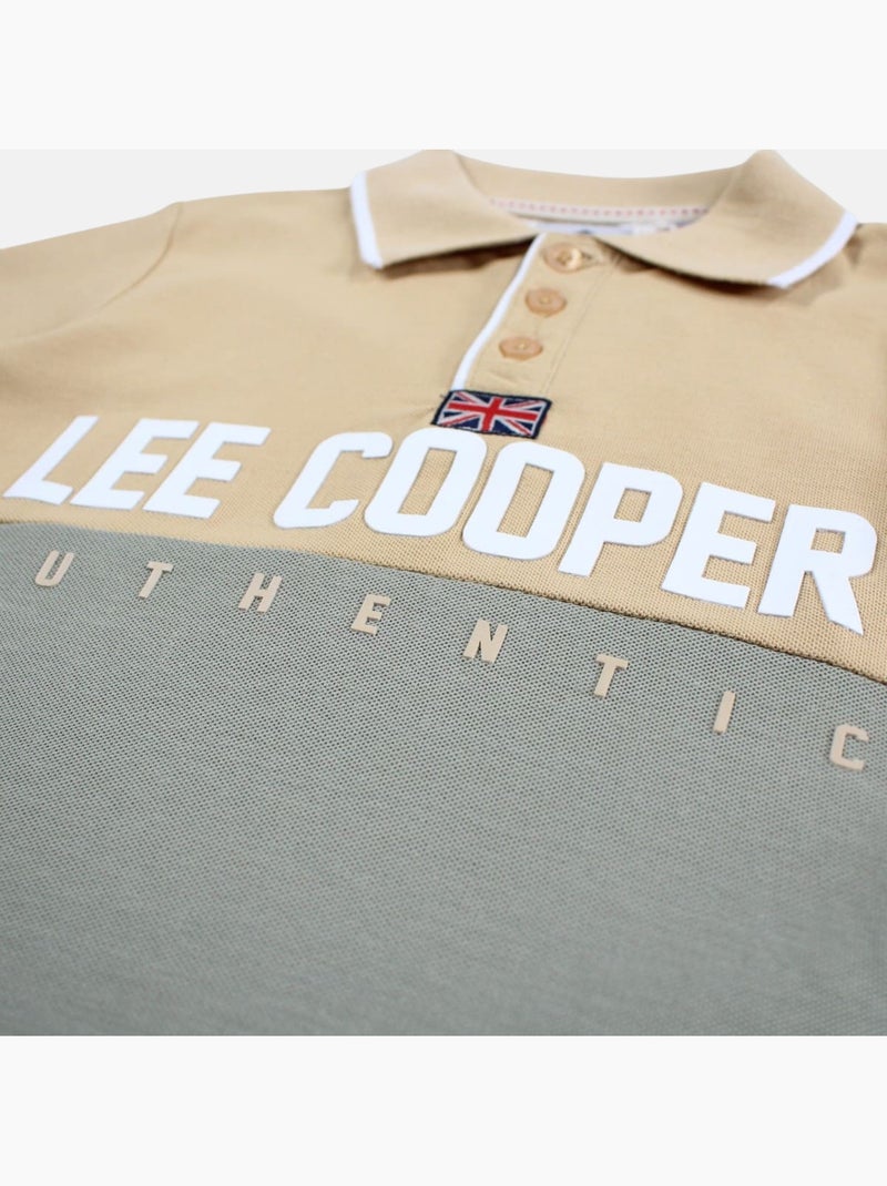 Lee cooper - polo manches courtes imprimé, col chemise Beige - Kiabi
